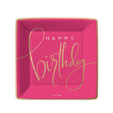 Happy Birthday rosa con letras doradas