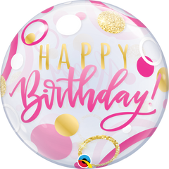Cumpleaños Puntos Rosa y Oro
